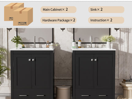 Bathroom Vanity With Integrated Undermount Ceramic Sink, 2 Doors And 1 Drawer, Soft Close Hinges