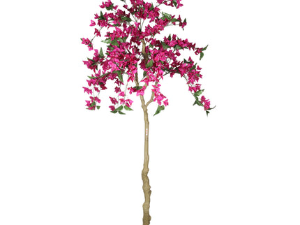 Artificial Bougainvillea Tree, Realistic Faux Potted Plant For Indoor Home Decor - Dark Pink / Green Leaves