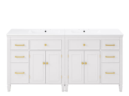 2 Piece Freestanding Bathroom Vanity Set With Sink Top, Reversible Dual Layout