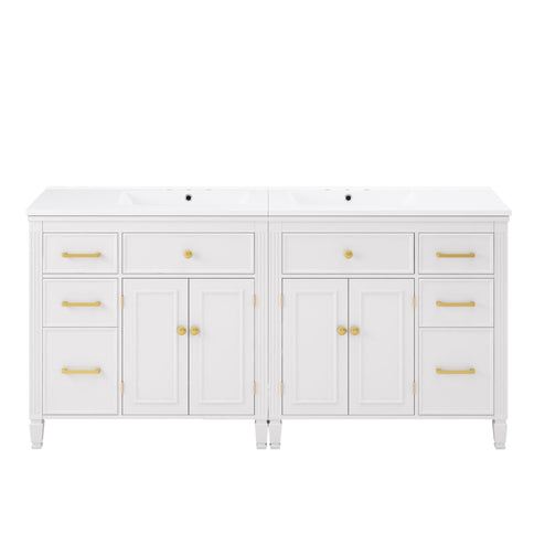 2 Piece Freestanding Bathroom Vanity Set With Sink Top, Reversible Dual Layout