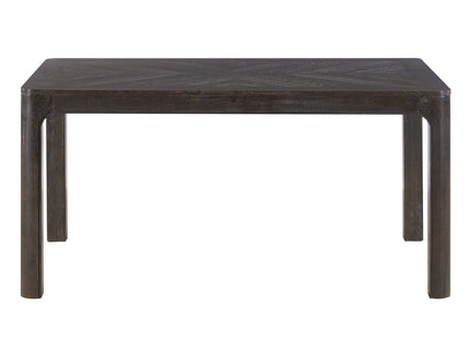 Rectangular Dining Table With Parquet Top, Rounded Corners