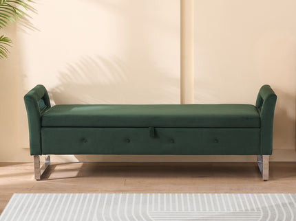 Wide Storage Soft Ottoman Bench With Armrests
