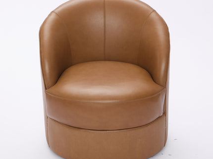 Swivel Accent Chair With 360° Smooth Spin - Black / Light Brown / Silver