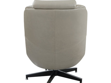 Piran - Twilight Top Grain Leather Accent Chair And Ottoman With Swivel - Gray