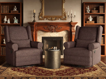 Extra Wide Swivel Recliner Glider Chair With Footrest - Brown
