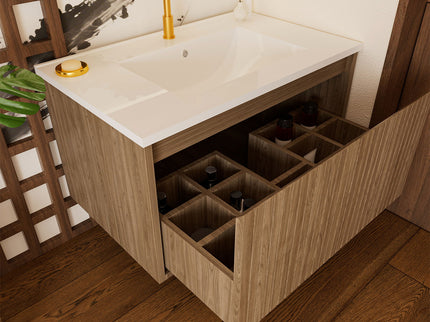 Wall Mounted Floating Bathroom Vanity With Sink And Drawers