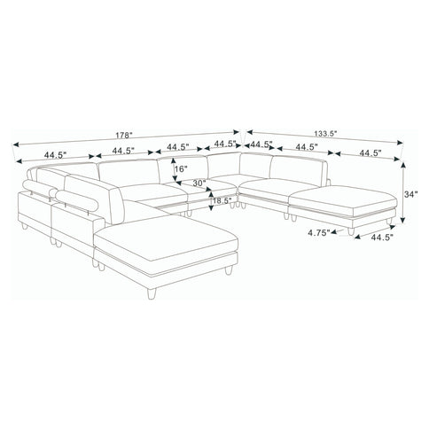 Modern Modular Sectional With Adjustable Back Support