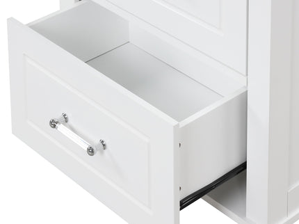 Tall Freestanding Bathroom Storage Cabinet With 2 Drawers And Adjustable Shelf