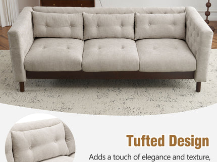 Upholstered Sofa Modern 3 Seater Sofa Couch With Tufted Design For Living Room