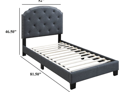 Button Tufted Bed With Nailhead Trim