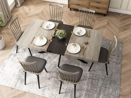 Retro Rectangular Stretch Dining Table With Embossed Center Plate