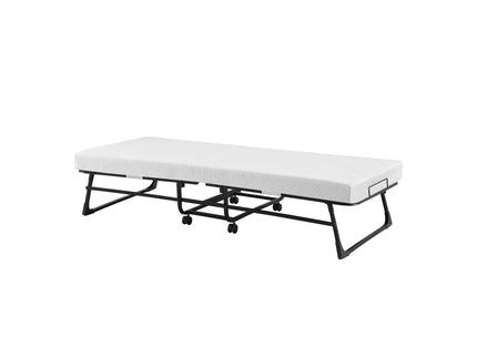 Folding Rollaway Bed With 4" Twin Mattress - White