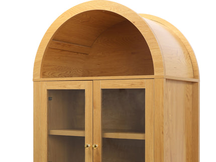 Fluted Tall Arched Pantry Cabinet With Adjustable Shelves