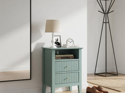 Fluted Nightstand With 2 Drawers