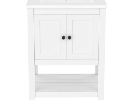 Modern Bathroom Vanity With Sink And Open Shelf