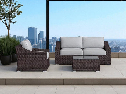 Outdoor Wicker Conversation Set With Cushions, All Weather