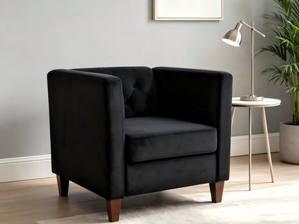 Button Tufted Accent Square Arm Upholstered Chair - Black