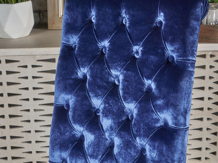 Elegant George Hi Back Dining Chair (Set of 2) With Tufted Velvet - Navy Blue