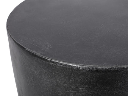 Outdoor Lightweight Concrete End Table With Natural Texture - Matte Black
