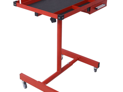 Adjustable Tear Down Work Table With Drawer For Garages, Repair Shops, And Diy, Portable, (4) 2.5" Swivel Casters, 220 Pound Capacity, Rubber Corners, Heavy Duty Steel