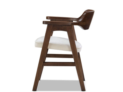 Hayes - Curved Dining Arm Chair - Light Beige