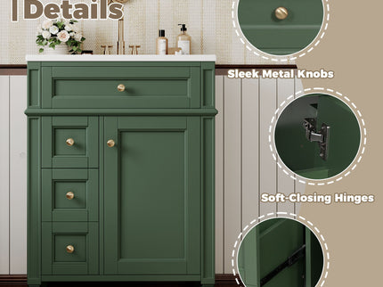 Bathroom Vanity With Top Sink, Storage Cabinet With 2 Drawers And Tip-Out Drawer