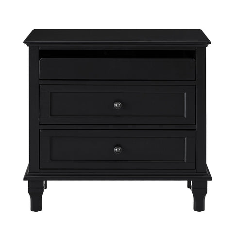 Nightstand With Charging Station, 3 Drawer Storage Table