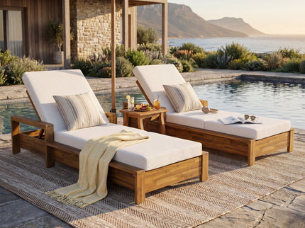 Chaise Lounge With 3 Fold Cushion Set, 3 Position Adjustable Backrest