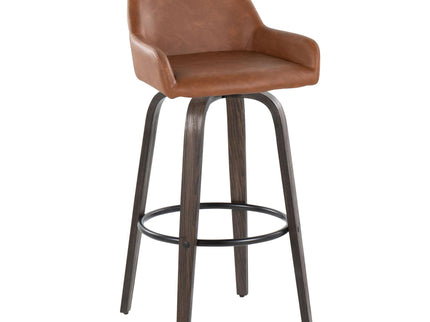 Daniella - Contemporary Fixed Height, Barstool With Swivel With Round Footrest (Set of 2)