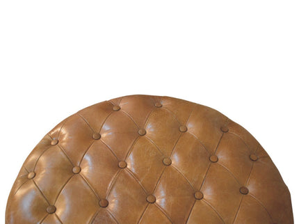 Buffalo - Round Ottoman With Castor Legs - Brown