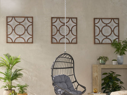 Rustic Hanging Basket Chair With Cushion