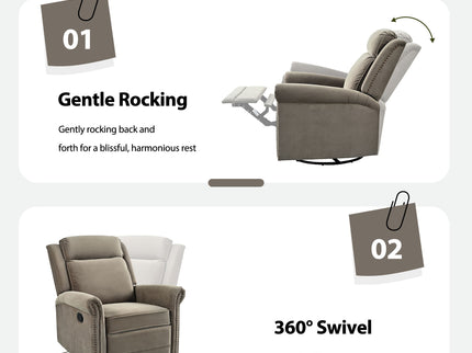 360 Degrees Swivel Recliner Manual Rocking Recliner Home With Adjustable Backrest