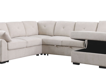 Nyhan - Upholstered Corner Sectional With Pull Out Loveseat And Storaged Chaise