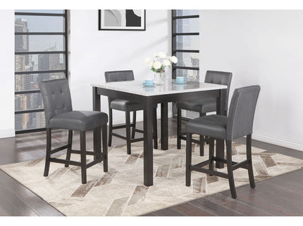 Leon - Bar Table And 4 Bar Stools - Espresso / White