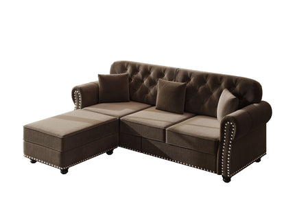 Upholstered 3 Seater Sofa Set With Ottoman