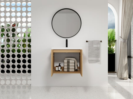 Floating Bathroom Vanity With Sink, Wall Mounted Double Door Storage