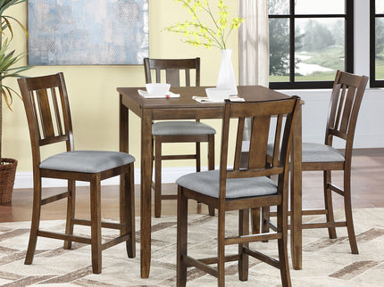 5 Pieces Dining Table Set, Counter Height Kitchen Table Set With Square Table And 4 Upholstered Chairs