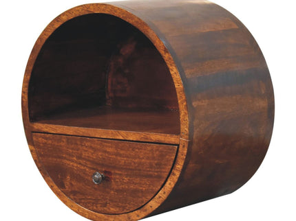 Floating Circle Bedside Table - Chestnut