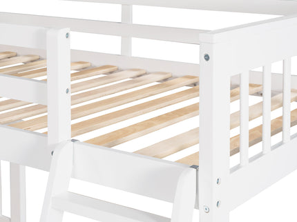 Solid L Shaped Bunk Bed With 3 Drawers, Ladder And Staircase