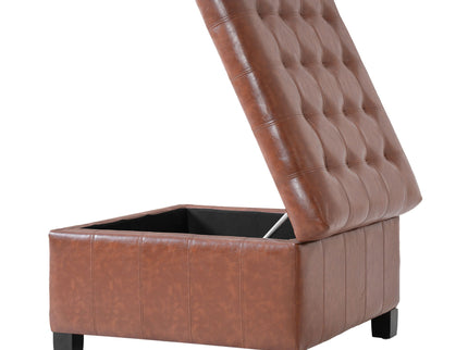 Square Tufted Indoor Ottoman With Lift-Top Storage