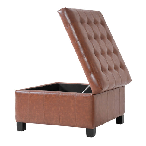 Square Tufted Indoor Ottoman With Lift-Top Storage