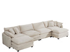 Beige / 3 Pc. 4 Seater Sectional, 2 Ottomans