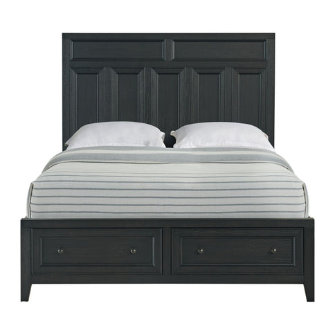 Storage Bed With Panel Headboard And Spacious Footboard Drawers