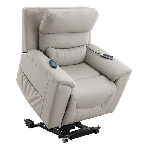 Marsha - Power Recliner With Lift & Massage - Light Gray