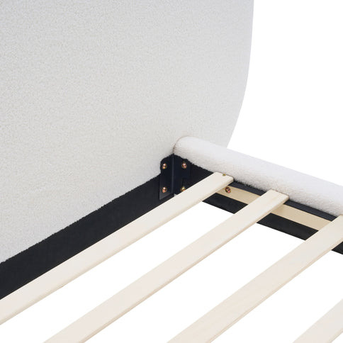Queen Size Upholstered Platform Bed Frame With Split Headboard - White