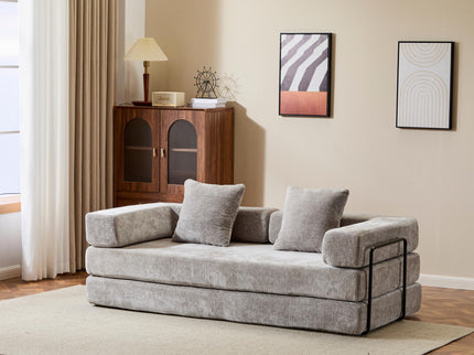 Convertible Floor Sofa Bed With Pillow Back Support Armrest