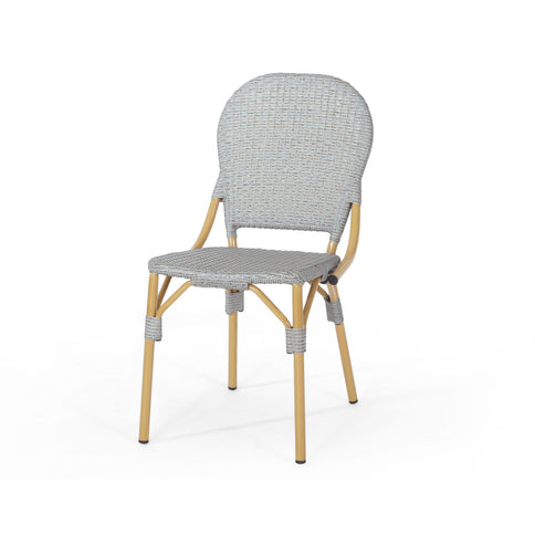 Outdoor Rattan And Aluminum Armless French Bistro Chairs (Set of 2) - Dark Gray