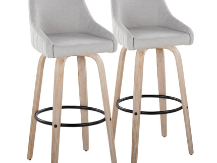 Hannah - Transitional Fixed Height Barstool With Swivel With Round Footrest (Set of 2)