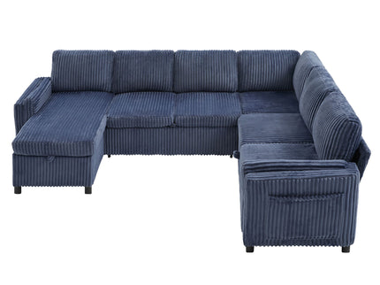 Convertible U-Shaped Sectional Sofa Bed With USB Ports And Storage