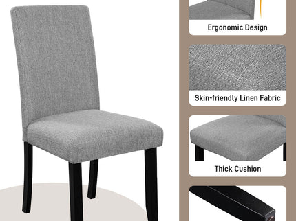 5 Piece Round Dining Table Set, Modern Table And 4 Upholstered Chairs For Dining Room